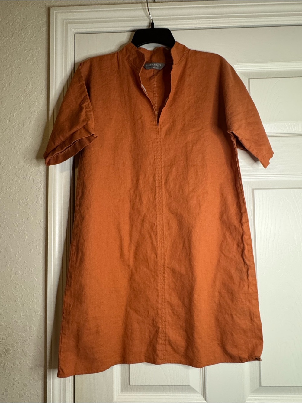 Women’s Short-Sleeve Midi Dress — Rust Orange